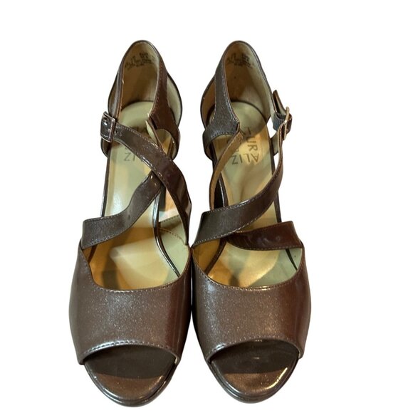 Naturalizer Elise Brown Strappy Heeled Sandals Size 6.5M Career Officecore - Picture 2 of 6